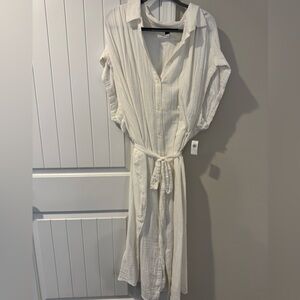 NWT white linen shirt dress